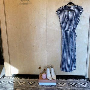 J.Crew soft gingham wrap midi dress